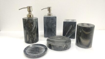 Stone & Metal Bathroom Accessory Tray Set (Multi-Format Series)-1